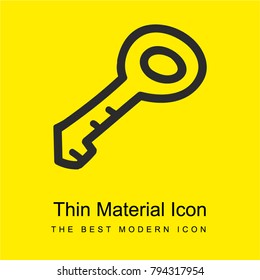 Key hand drawn outline bright yellow material minimal icon or logo design