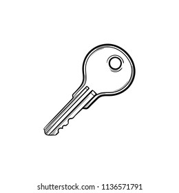Key hand drawn outline doodle icon. Real estate, advertising, house, property, safety, privacy, access concept. Vector sketch illustration for print, web, mobile and infographics on white background.