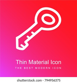 Key hand drawn outline red and pink gradient material white icon minimal design