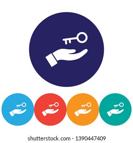 key in hand icon , lorem ipsum Flat design