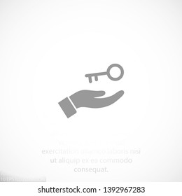 key in hand icon , lorem ipsum Flat design
