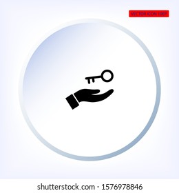 key in hand icon , lorem ipsum Flat design