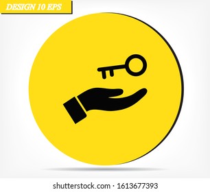 key in hand icon , lorem ipsum Flat design