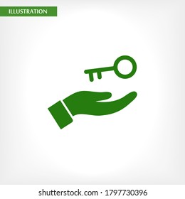 key in hand icon , lorem ipsum Flat design