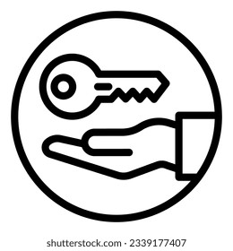 Key in hand line icon. Providing access vector illustration isolated on white. Security outline style design, designed for web and app. Eps 10