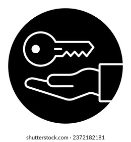 Key in hand solid icon. Providing access vector illustration isolated on white. Security glyph style design, designed for web and app. Eps 10