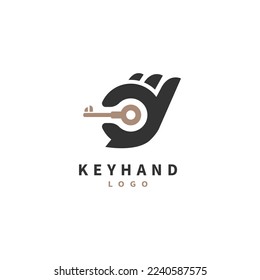 key and hand vector icon logo design