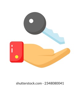 Schlüsselübergabe des Design der Schlüsselpflege-Symbol einzeln auf weißem Hintergrund