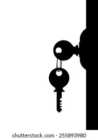 Key hanging on the door