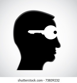 key in head - open mind - illustration