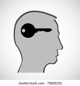 key in head - open mind - illustration