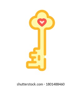 key for heart color icon vector. key for heart sign. isolated symbol illustration