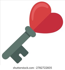 The key to the heart concept romantic vector illustration on white background