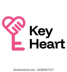 key heart flat minimalist logo design