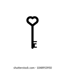 key with heart icon. Element of lock and key elements illustration. Premium quality graphic design icon. Signs and symbols collection icon for websites, web design, mobile app on white background