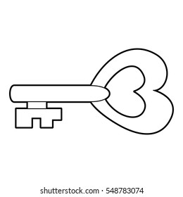 Key to heart icon. Outline illustration of key to heart vector icon for web