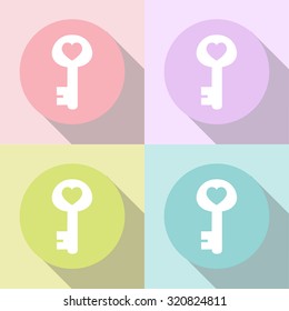 key of heart icons set great for any use. Vector EPS10.