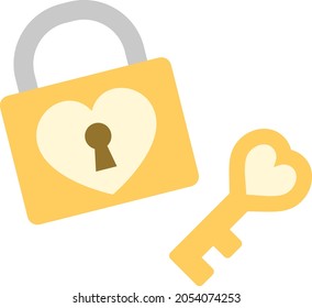 Key of Heart isolated vector illustration.