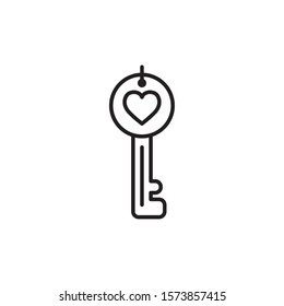 key with heart line style vector illustration design