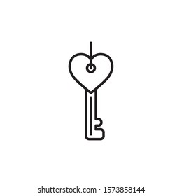 key with heart line style vector illustration design