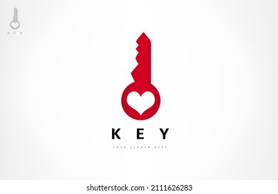 Key with heart logo vector design.