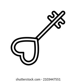 Key with heart. Outline icon