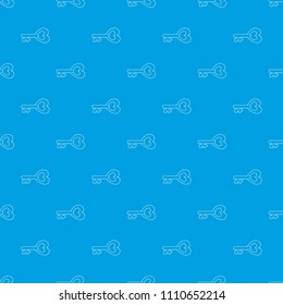Key to heart pattern vector seamless blue repeat for any use
