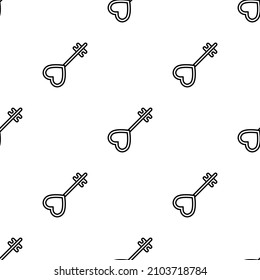 Key with heart. Seamless pattern