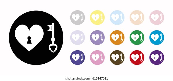 key heart set icons