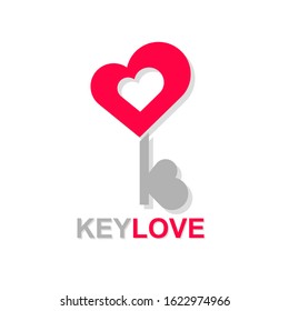 Key in heart shape icon. Vector illustration in flat design