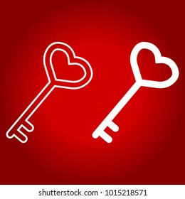 Key with heart shape line and glyph icon