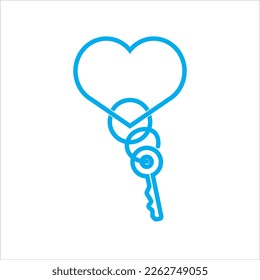 key with heart shaped keychain icon vector illustration