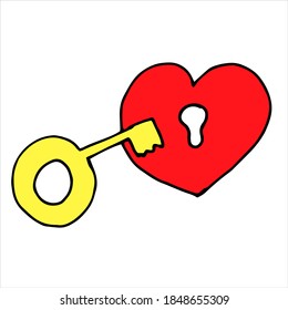 The key to the heart. Sign, valentine.Love Key logo template design in Vector illustration