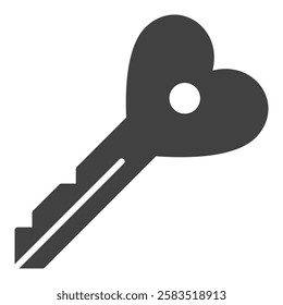 Key with Heart symbol concept icon - vector sign for love and heartfelt emotions