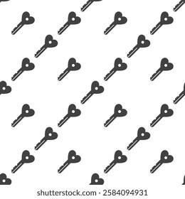Key with Heart symbol concept seamless pattern - vector background for love and heartfelt emotions