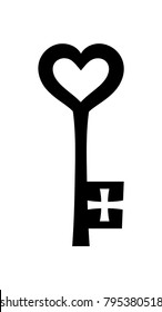 Llave del corazón — símbolo de secreto, conocimiento, revelación, descubrimiento, revelación, desbloqueo