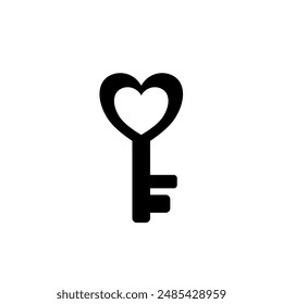 key with heart - vector icon
