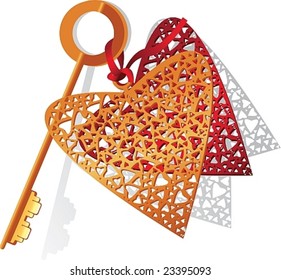Key to heart. Vector illustration.