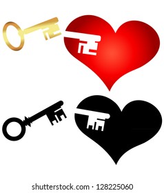 Key to the heart, to the vector valentine