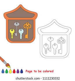 Key Holder to be colored, the coloring book for preschool kids with easy educational gaming level.