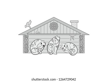 key holder, small house with unhappy cats