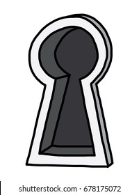 key hole / cartoon vector and illustration, hand drawn style, grayscale, isolated on white background.