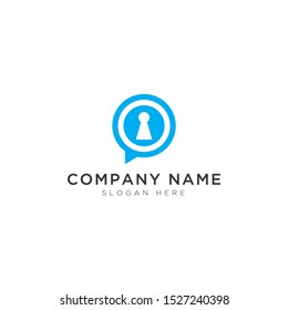 Key hole with chat abstract Logo Template Design Vector, Emblem, Design Concept, Creative Symbol, Icon