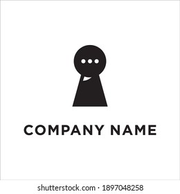 Key Hole Chat Abstract Logo Template Stock Vector
