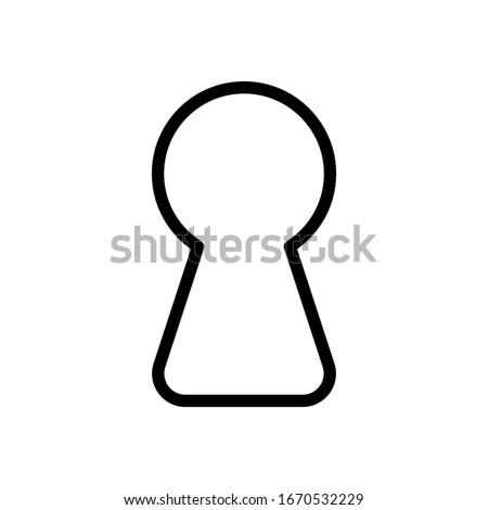 Key hole of door or lock, outline design. Black icon on white background