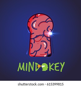 Key hole human brain. Mind concept - vector illustration