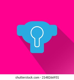 key hole icon in blue background with 3d shadow.