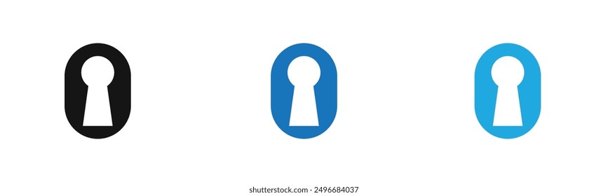 key hole icon outline collection or set in black and white