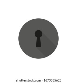 Key hole icon with shadow. Vector illustration in flat design