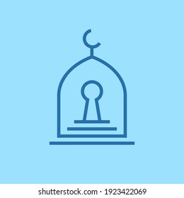 key hole inside mosque dome with stairs vector illustration logo template design